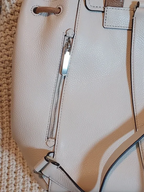 Kate Spade Rosie Sinch Pebbled Leather Medium Flap Backpack In Cream/Tan - Picture 9 of 16